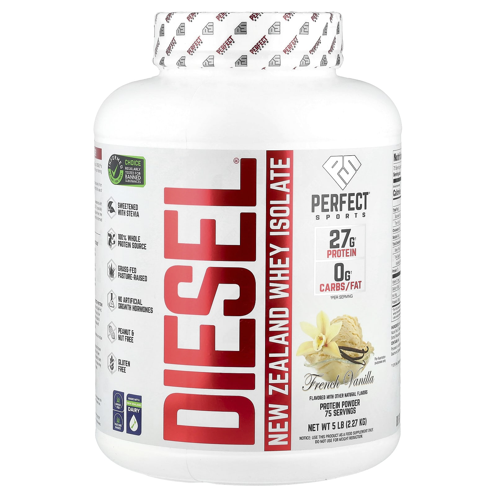 

Diesel®, New Zealand Whey Isolate, French Vanilla Flavor, 2.27Kg(5Lb)