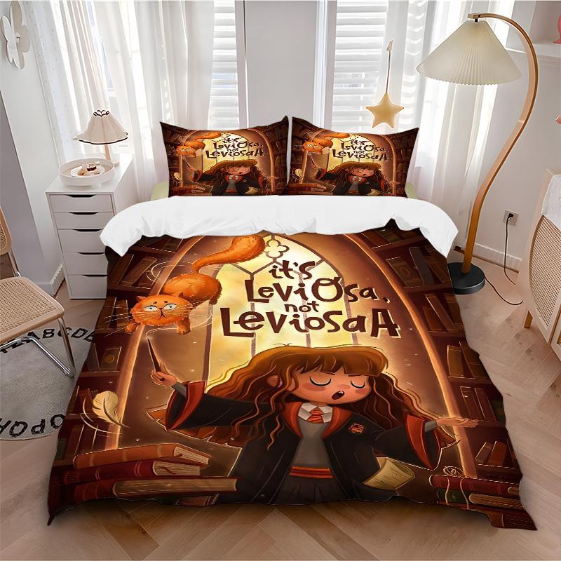 

3pcs Harry Potter Bedding Set, Soft Polyester Duvet Cover and Pillowcases Machine Washable Seasons all suitable 06 135x200cm
