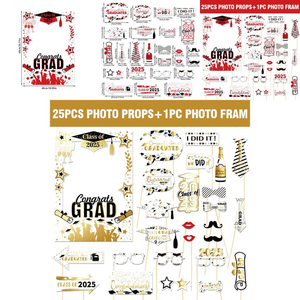 Graduation Party Photo Booth Decor With Handheld Paper Frames For Festive Events