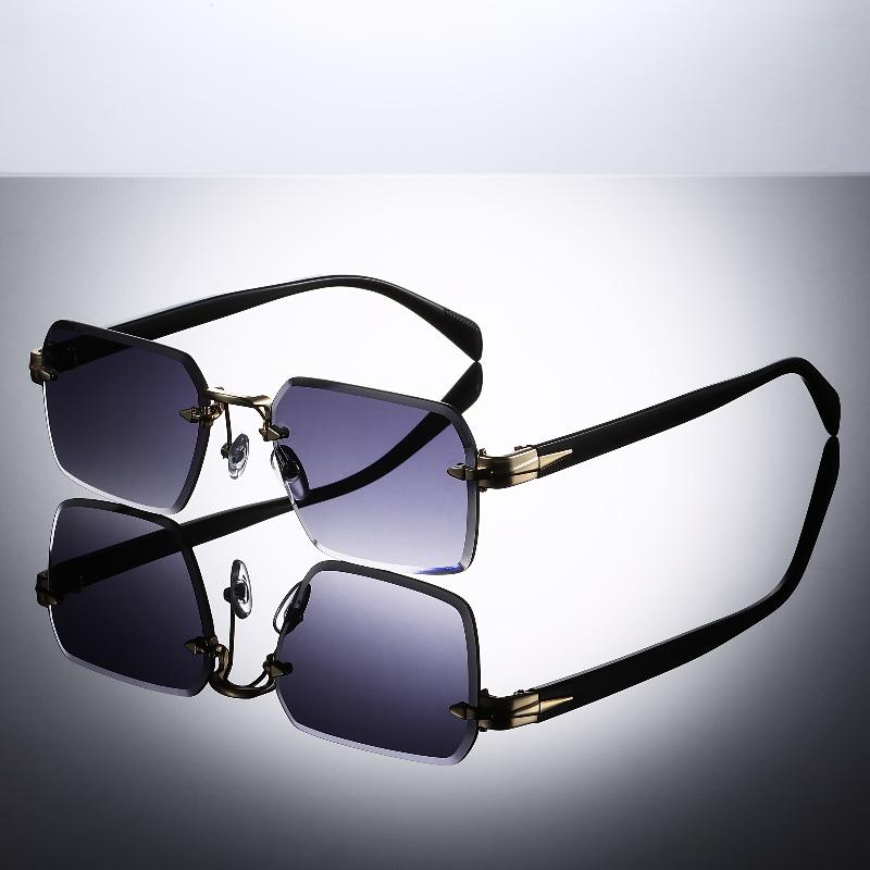 1 Pair of Frameless Square European and American Fashion Glasses with Cut Edges Available In Multiple Colors