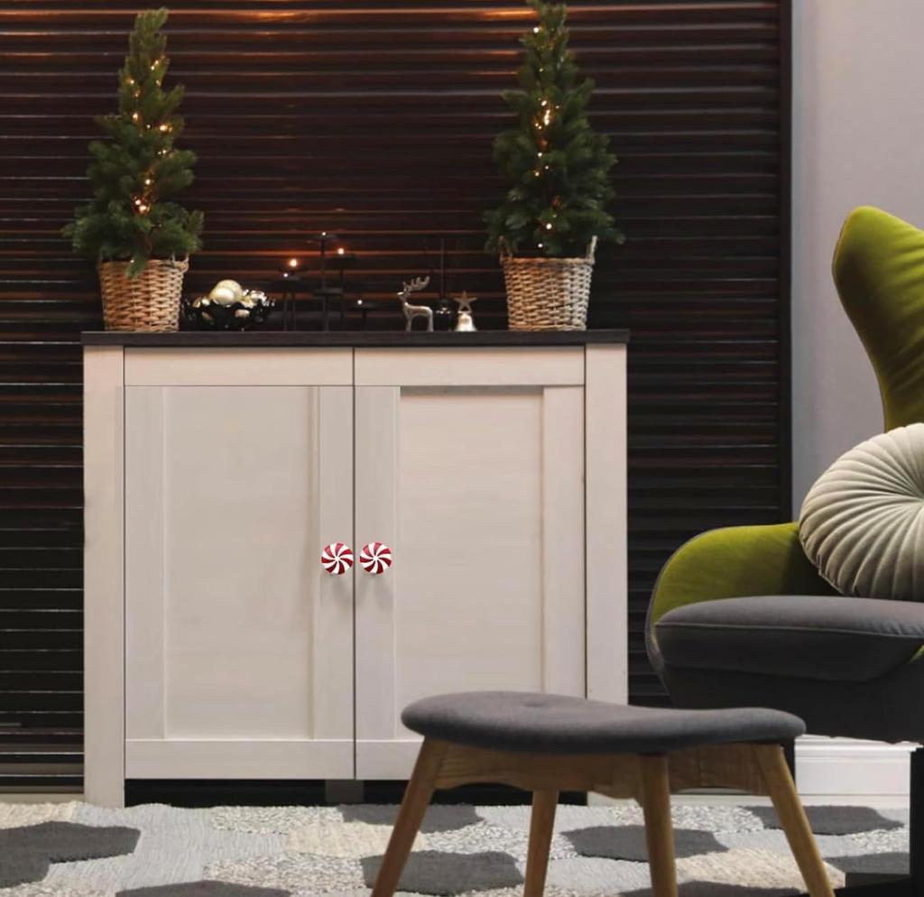 Acrylic Candy Cabinet Knob Covers, Red & White (Set of 20) for Halloween & Christmas