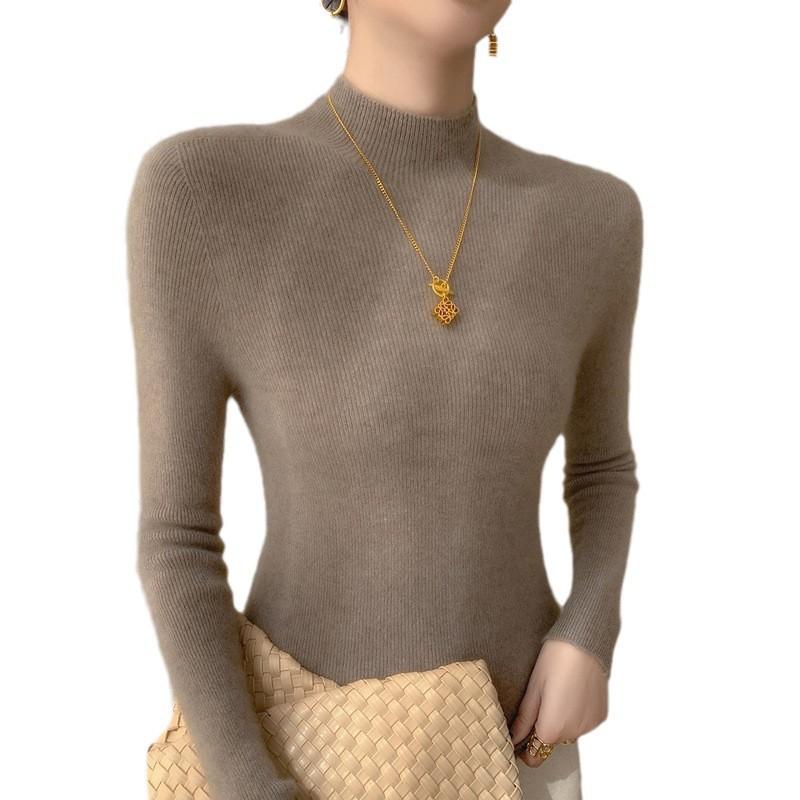 Womens Slim Fit Cashmere Wool Blend Sweater Half Turtleneck Fall Winter Versatile Basic Top