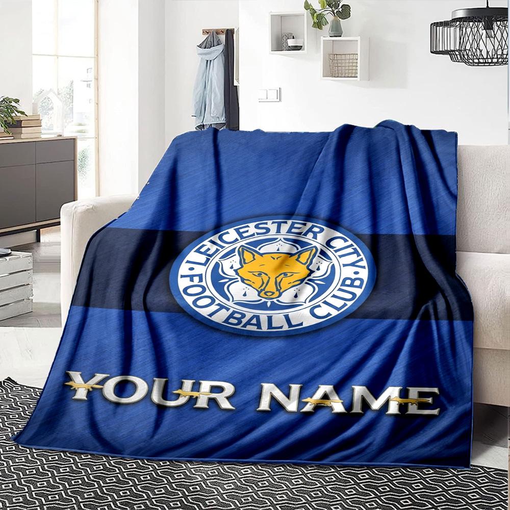 Name Custom Leicester City FC Print Flannel Blanket High Quality Warm Comfortable Cover for All Seasons Perfect for Gifts Home Decor