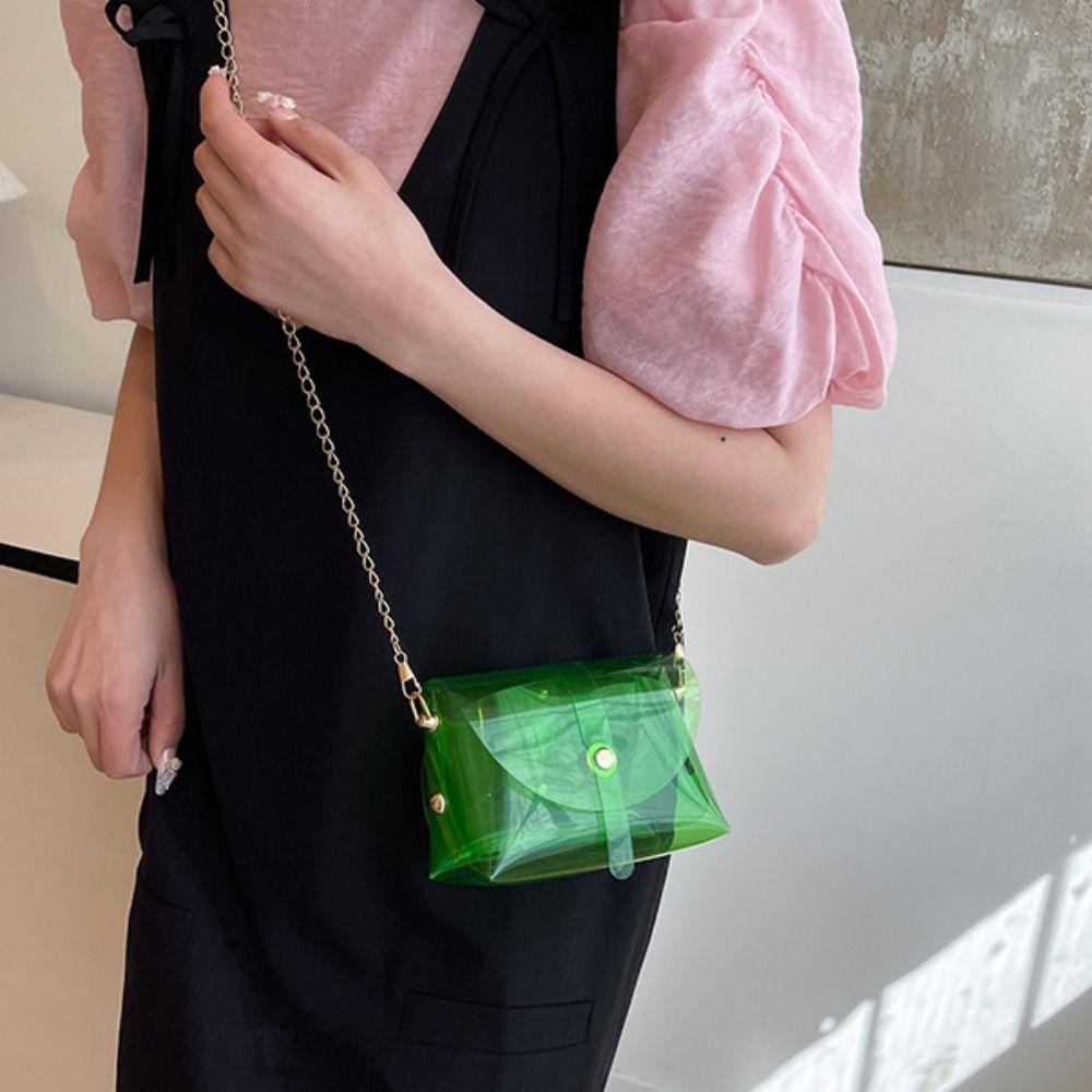 Candy Color Transparent Crossbody Bag Kawaii Mini Lipstick Bag Fashion Jelly Shoulder Bag Female