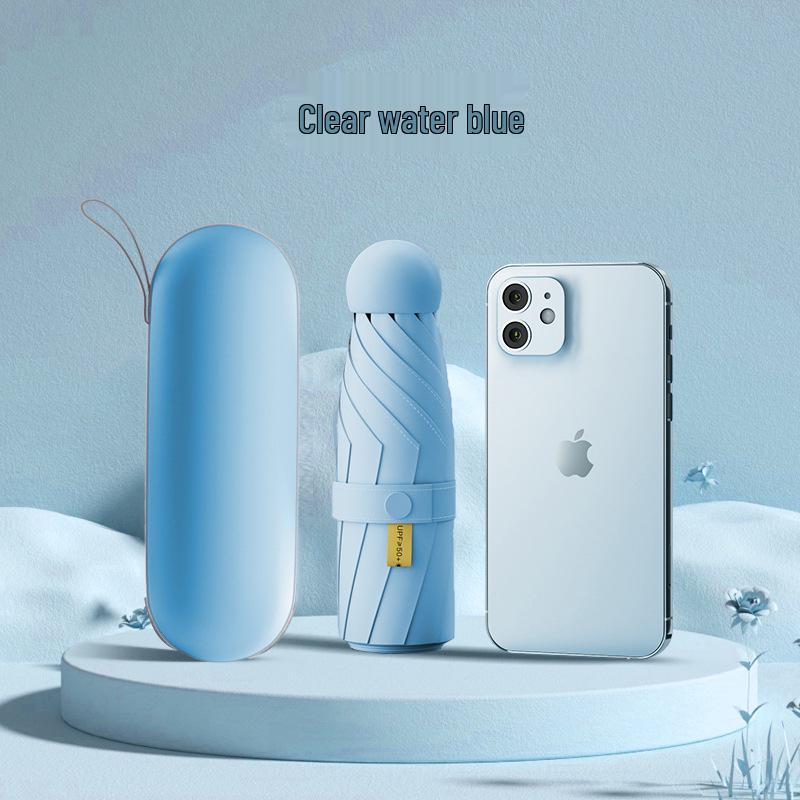 Compact Five-Fold Umbrella: Portable Pocket Sunshade & Rain Parasol for Women, Anti-UV Sunscreen Protection.