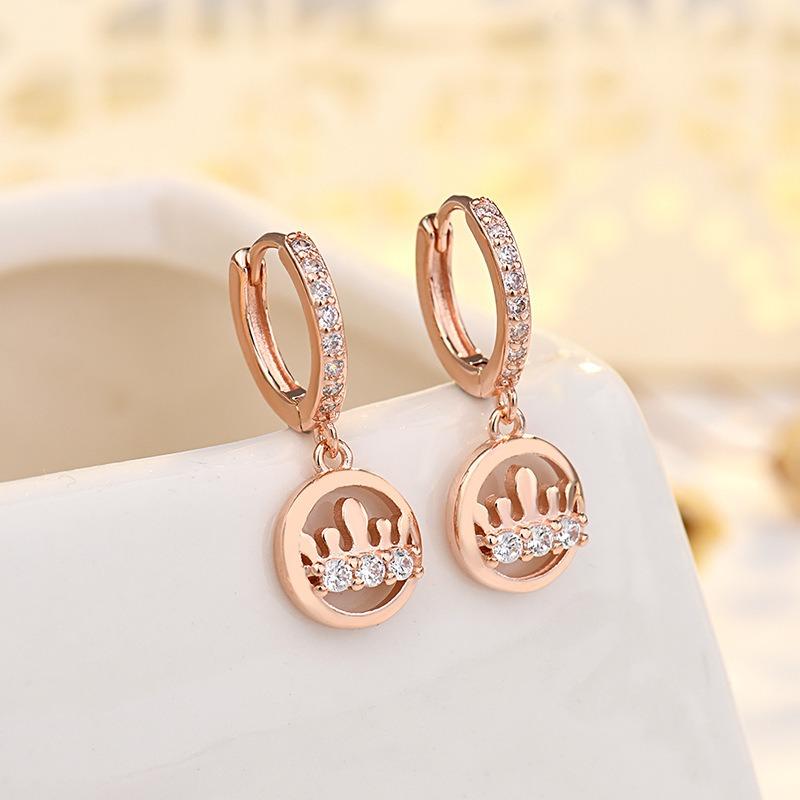 Crown Zircon Earrings for Women Light Luxury Style Short Tassel Earrings Earrings Earrings