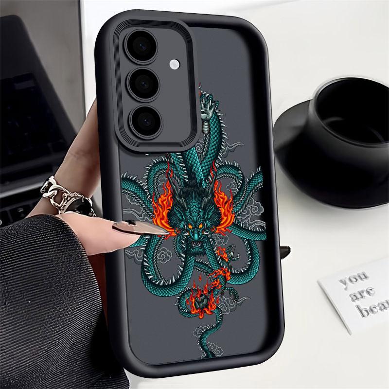 Dragon Clouds Line Art Pattern Tiger S25Ultra Phone Case For Samsung Galaxy S25 S24 S23 Ultra 5G S22 S20 Plus S21 FE Cover Funda