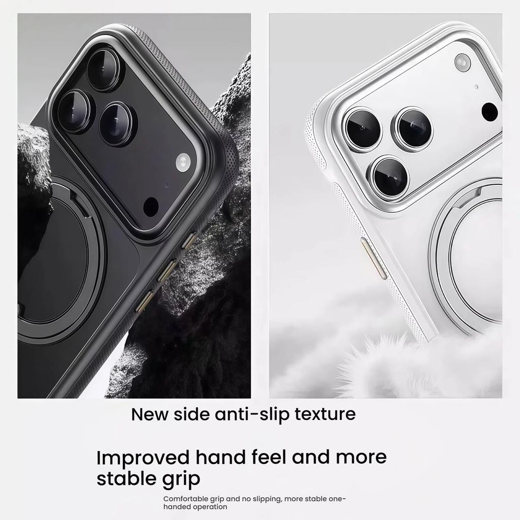 360° Rotating Kickstand Transparent Shockproof Phone Case for iPhone 17 Pro Max/Pro/Air with Full-Button Coverage