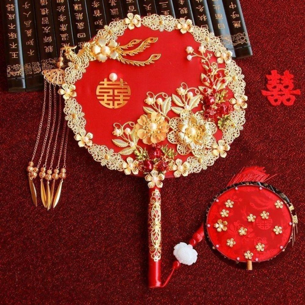 Handmade Bride Hand Held Fan Chinese Style Hanfu Fan Elegant Bride Group Fan  Dance Performance