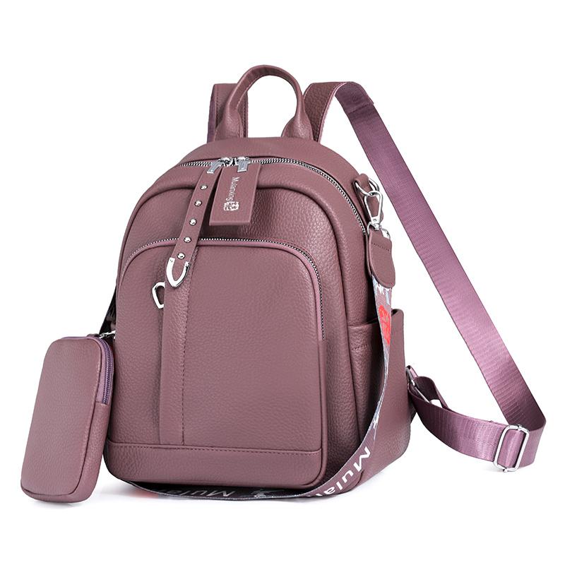 Soft Leather Backpack Student Schoolbag Large Capacity Travel Bag PU Women's Backpack