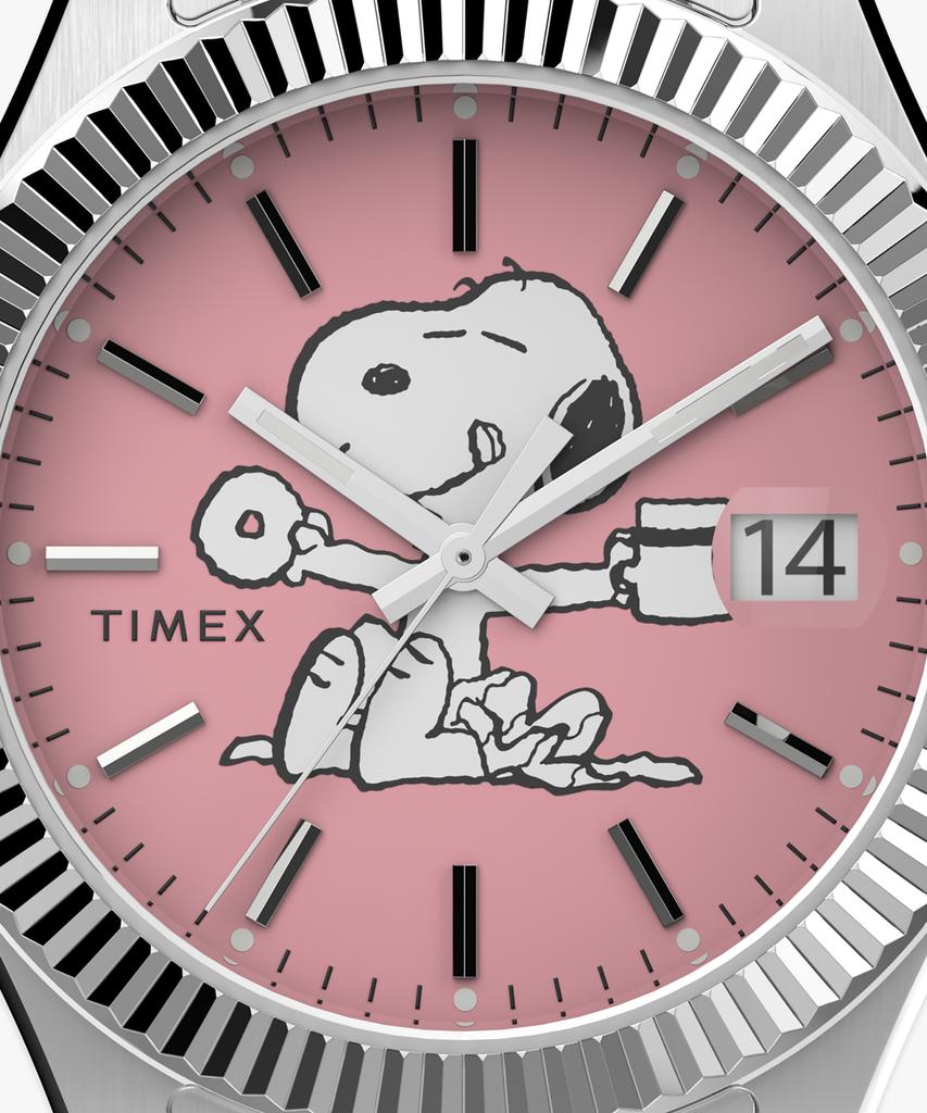 Taimaegseu X Peanuts Legacy Snoopy Metal Link Pink Watch 34Mm