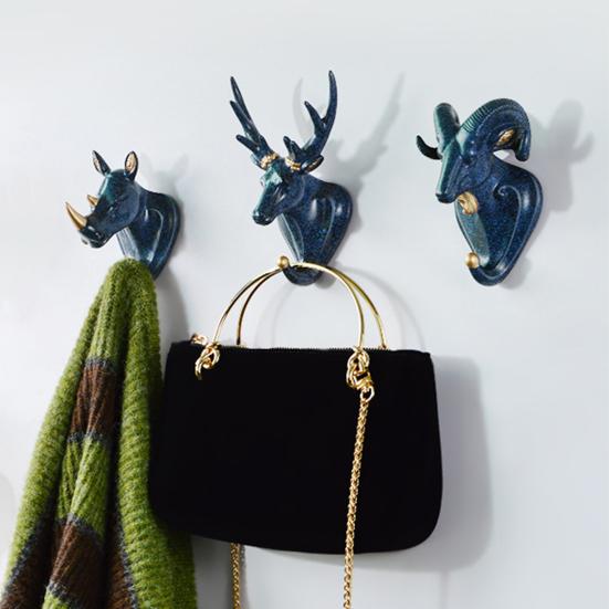 

Настенный нескользящий настенный крючок в виде головы животного, крючок для одежды, шляпа, полотенце, ключ, вешалка, украшение на стену