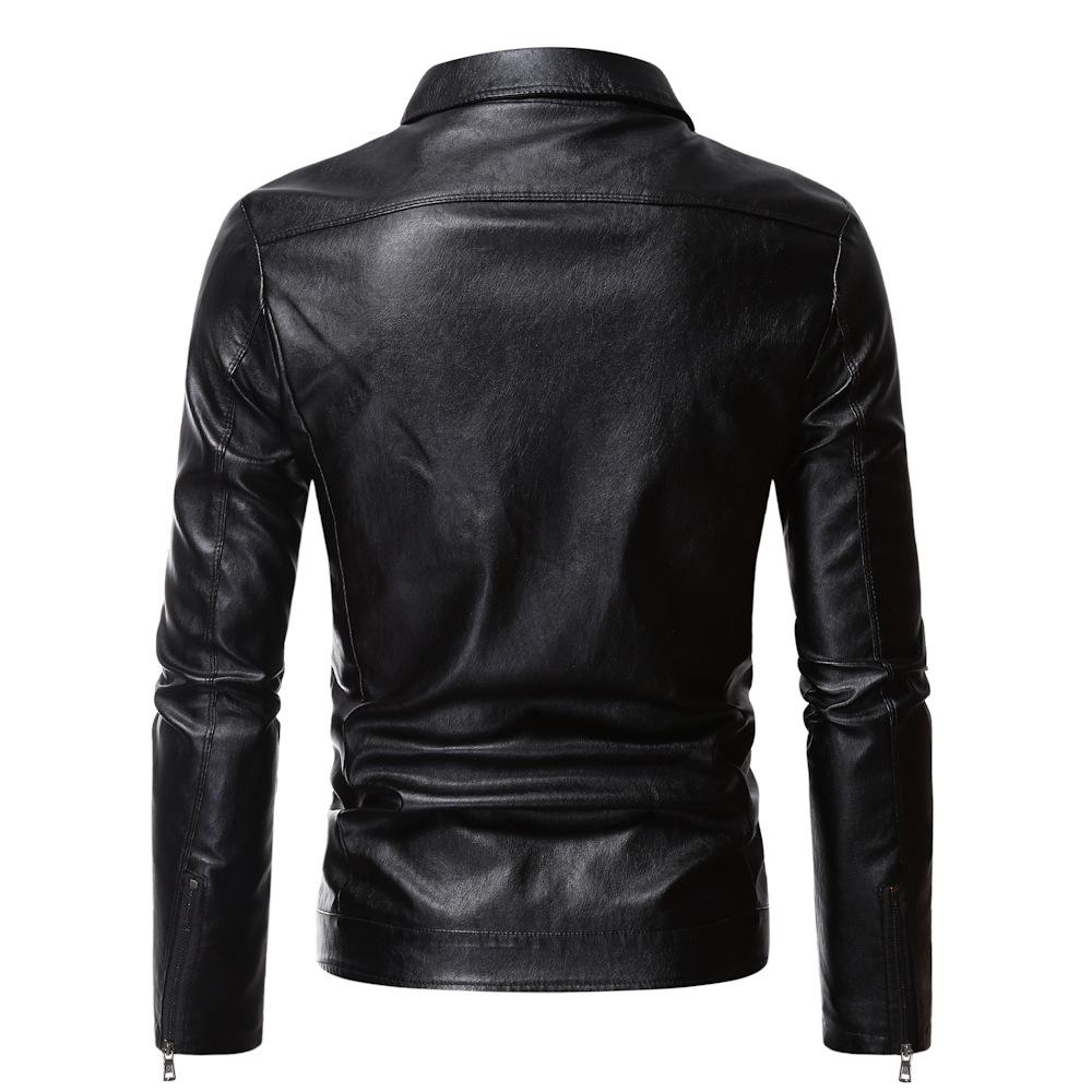 Autumn and Winter Slim Fit Handsome Men's Lapel Jacket Business Casual Leather Jacket Men