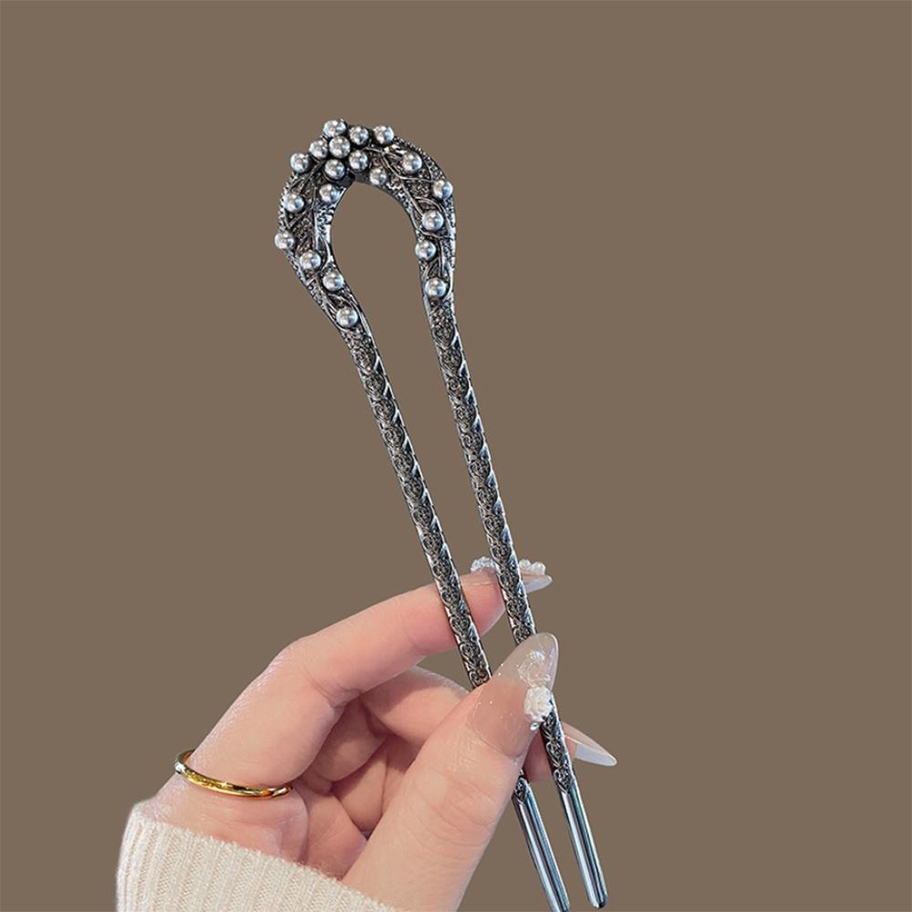 New U Shape Metal Black Hair Pin Stick French Pearl Hair Clips Barrettes For Women Girls Hairstyle Accessories  Gifts