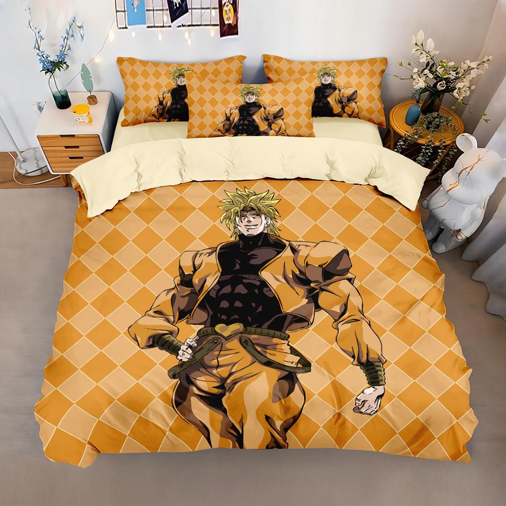 Anime Jojo Bizarre Bedding Set,3D Print Adventure Jotaro Kujo Bedding Set,Jojo Duvet Cover Pillowcase Bed Kids Adult
