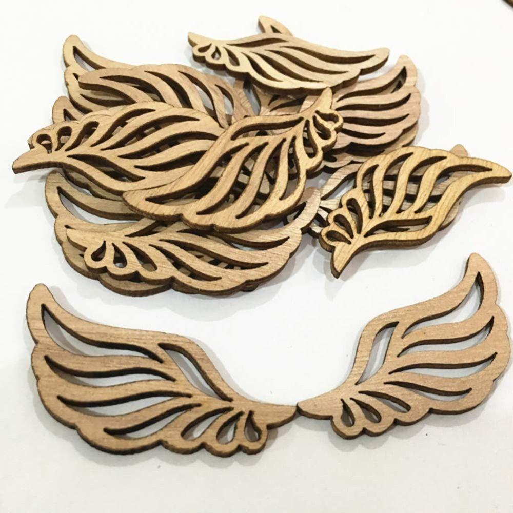80pcs Wooden Wooden Patches Wings Unfinished Wooden Wood Slices  Party Home Christmas Decor