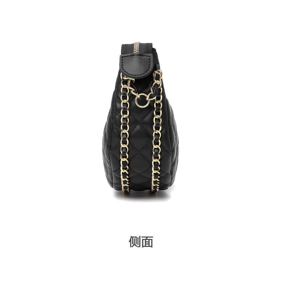 IELGY Ladies Wide Shoulder Strap Messenger Bag Diamond Embroidered Chain Shoulder Dumpling Bag