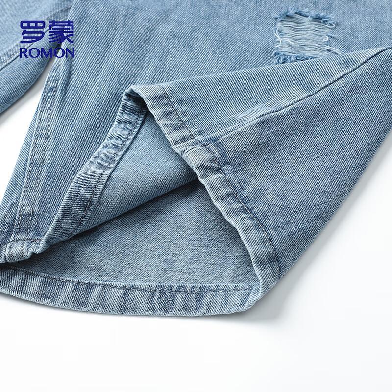 ROMON Men's Summer Loose Fit Distressed Denim Shorts