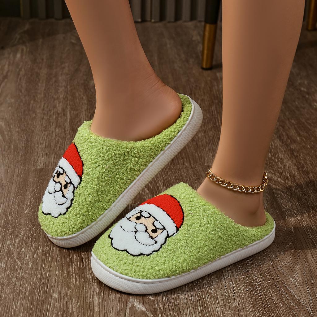 Christmas element cotton slippers women's autumn and winter simple home interior soft bottom silent warm velvet floor mop