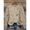 Plus Size Bird Print Round Neck Pullover Sweater Elegant Long Sleeve Autumn Spring New 2024 Women's Fashion