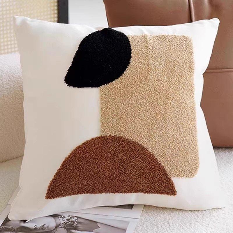 Neutral Earth Tone Abstract Throw Pillow Covers - Tufted & Textured Cushions for Couch & Home Decor Throw Pillow Customizable