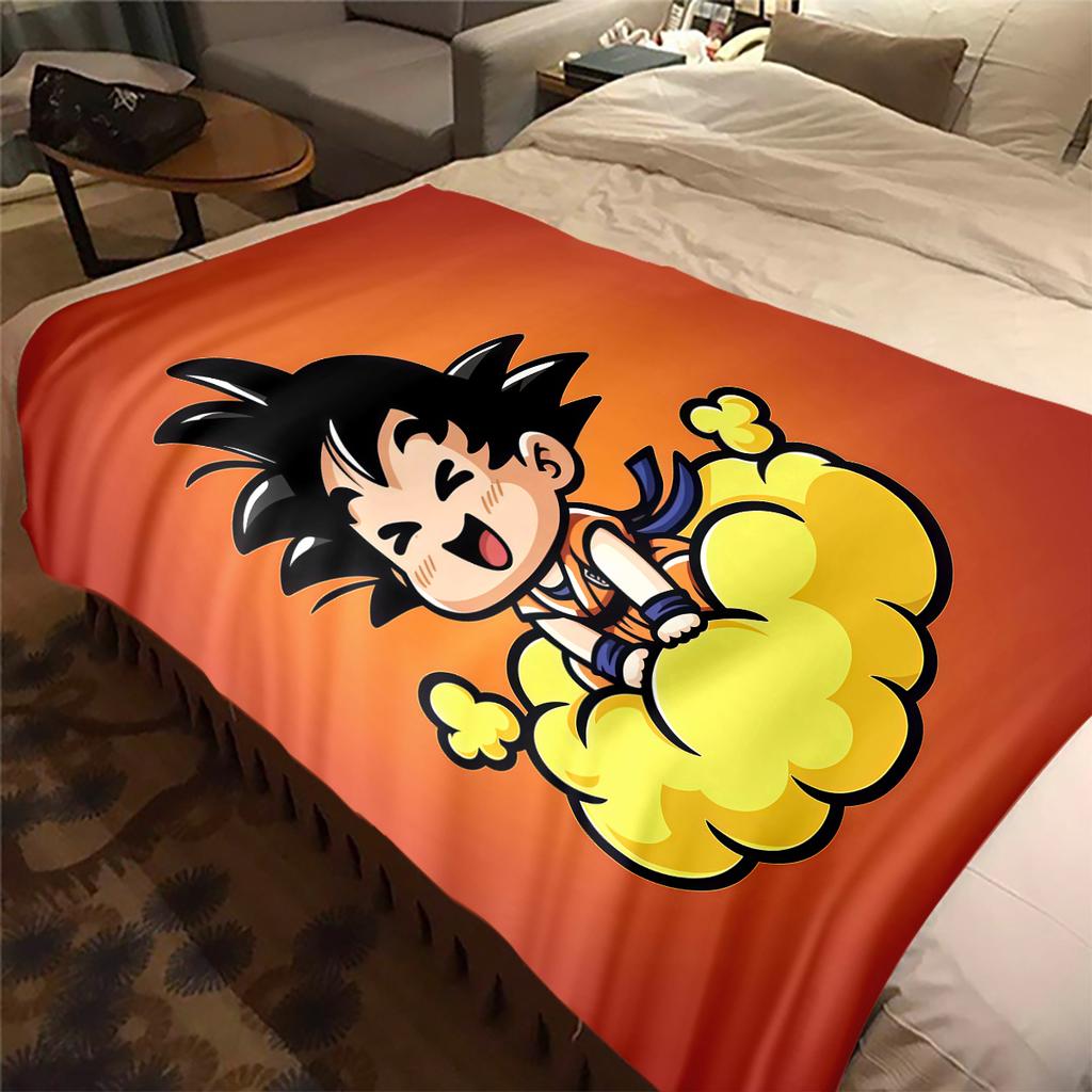 1 Stück Süße Cartoon Son Goku Aufdruck Flanelldecke, Hohe Qualität für Alle Jahreszeiten, Heimdekoration, Wärme und Komfort, Perfekt für Weihnachtsgeschenke