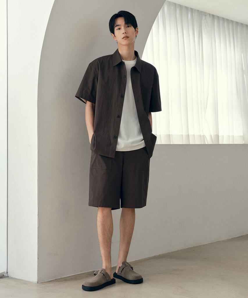 MINDBRIDGE Relax Fit Cool Cotton Brown Half Pants