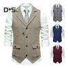 Men Suit Vest Lapel Sleeveless Single Breasted Slim Fit Waistcoat with Flap Pockets Solid Color Formal Business Vest Coat