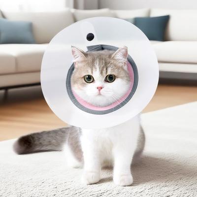 Breathable Pet Protective Collar Bite Resistant Adjustable Recovery Cone Collar Anti-Scratch Transparent Cat Anti Lick Cover