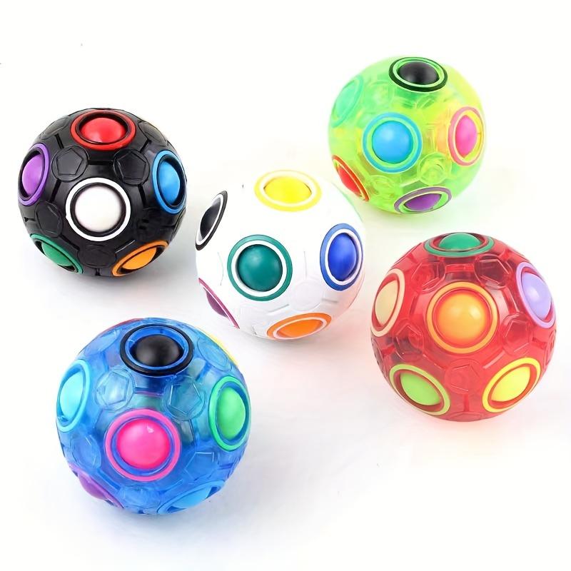 1Pcs Energetic Rainbow Balls Building Blocks Toys - 12 Hole Pressing Design, Interactive, Novelty Playset for Fun and Learning