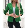 Womens Slim Fit Blazer Jacket 7/8 Sleeve Office Wear Business Casual Suit Coat Pure Color