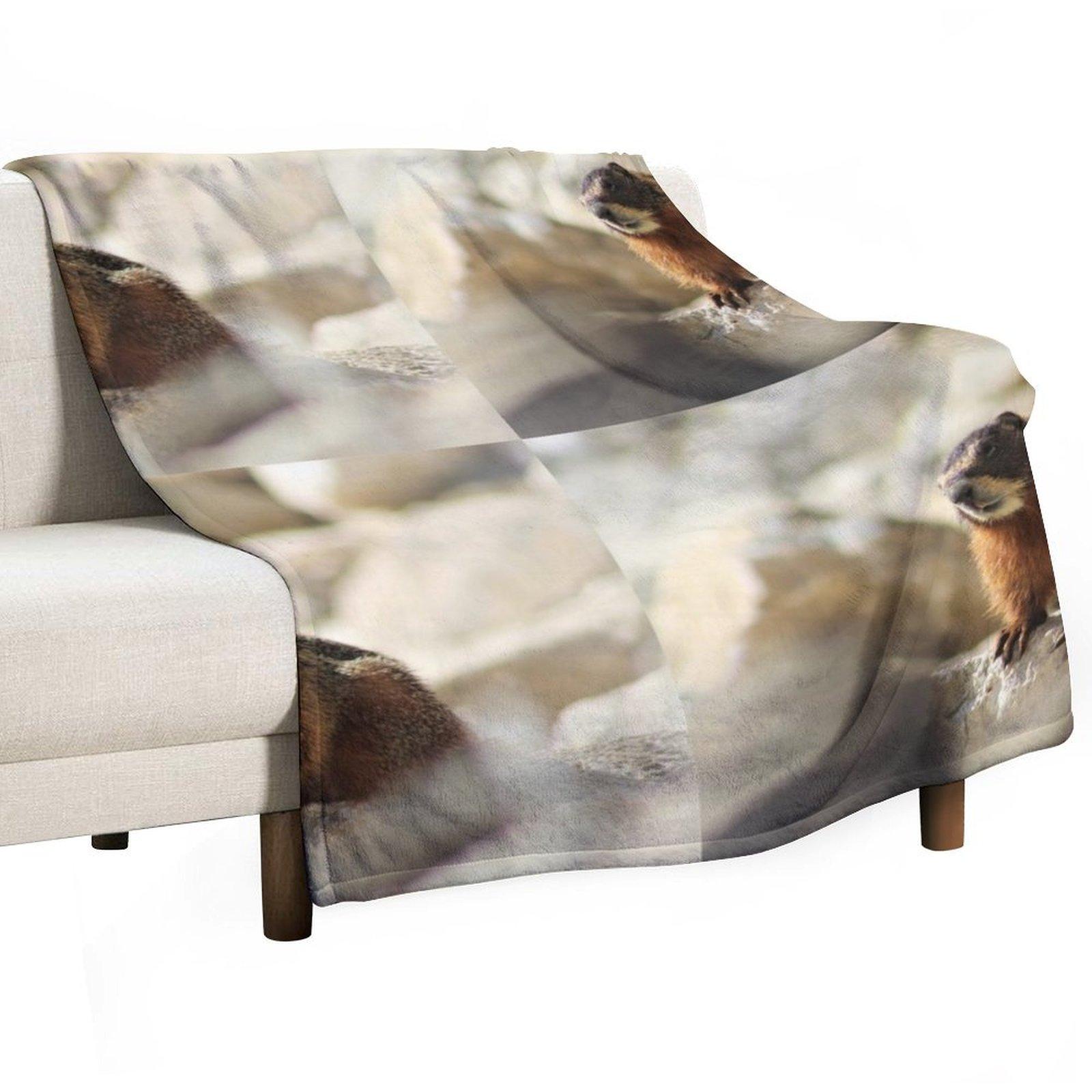 marmot Throw Blanket Camping Heavy Cute Plaid Furrys Blankets 30x40in