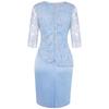 Lace Patchwork Fake Two Piece Plus Size Midi Dress Half Sleeve Elegant Party Dress Comfortable Lightweight Slimming Flattering Fit
