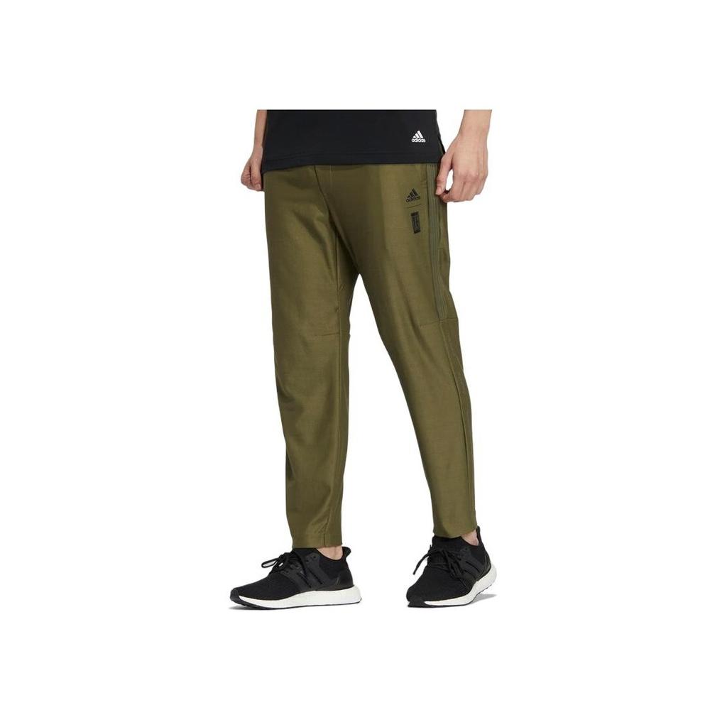 Adidas Wu Ji Series Logo Tape Elastic Waist Zip Pockets Sports Pants Men Bottoms Dark-Olive-Green HE5150