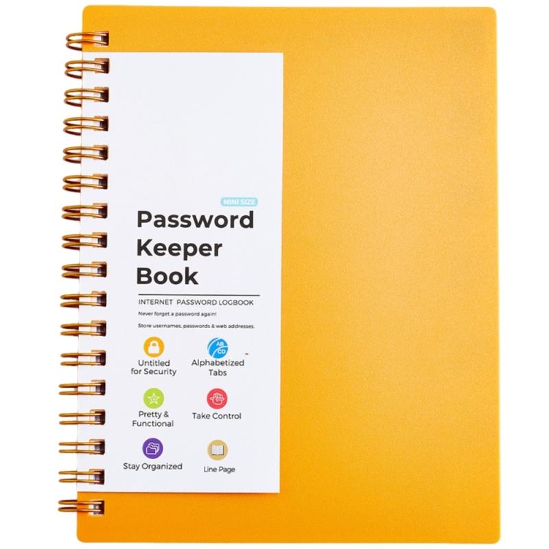 A6 Spirals Notebook Password Book Address Book with Alphabets Index Diary Writing Pad Office School Supplies for Home
