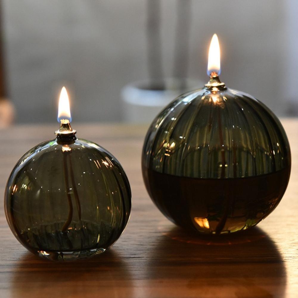 Set of 3 Modern Simple Striped Refillable Glass Oil Lamps Refillable Glass Lantern Nordic Style Home Decoration Accessories