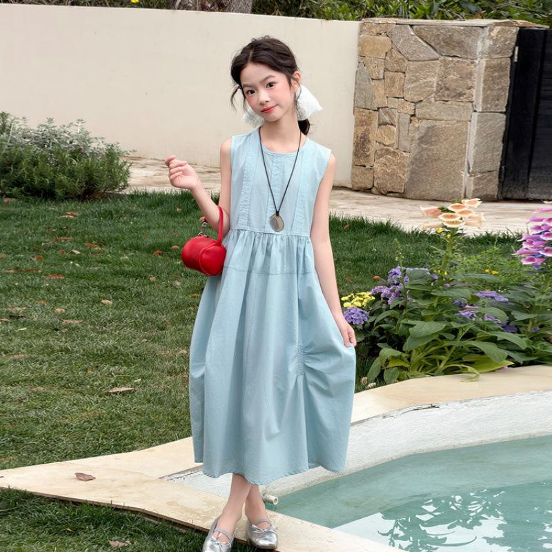 Girls Stylish Princess Summer Dress 2026: Little Girl s Beach Vacation Tank Skirt 170 cm