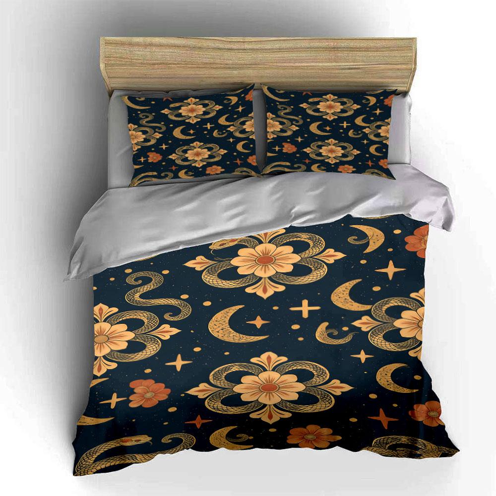 Flowers, moons, snakes, stars. Bedding sets Duvet cover sets Duvet covers Pillowcases(1* Duvet Cover 2* Pillowcases without duvet insert)