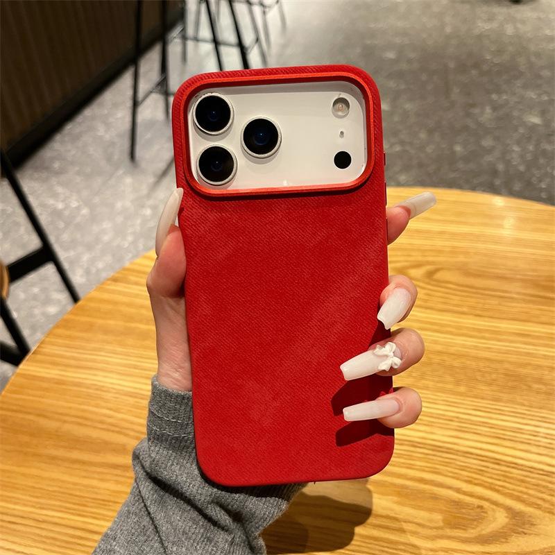 

Solid Flannel Leather Texture Case for iPhone 17/16 Pro Max/15 Pro/14 Advanced 16