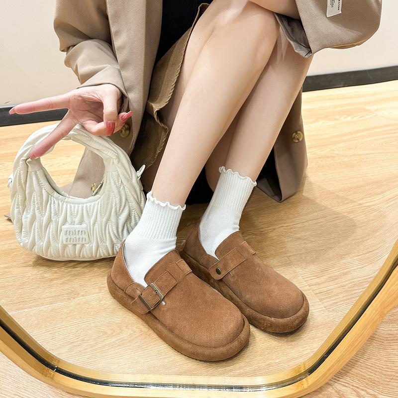 

Версия из коровьей кожи~ 2025 модные на толстой подошве с увеличением роста обувь Boken весенне-осенние новые повседневные одинарные туфли на одной педали для детей 40