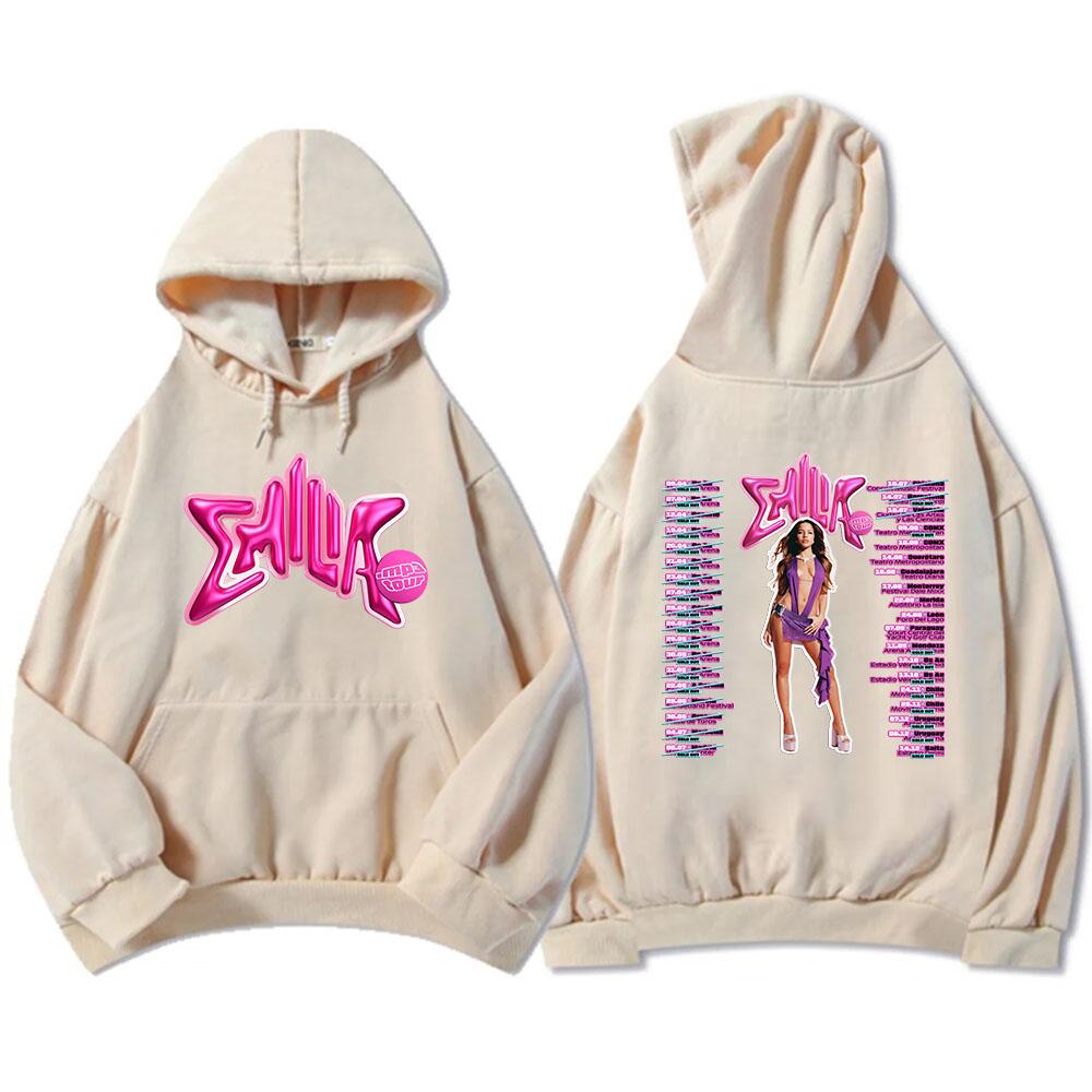 Emilia Mernes MP3 Hoodies Winter Long Sleeve Hooded Pullovers Men Clothes Fleece Pocket Singer Graphic Sweatshirts Print Hoody