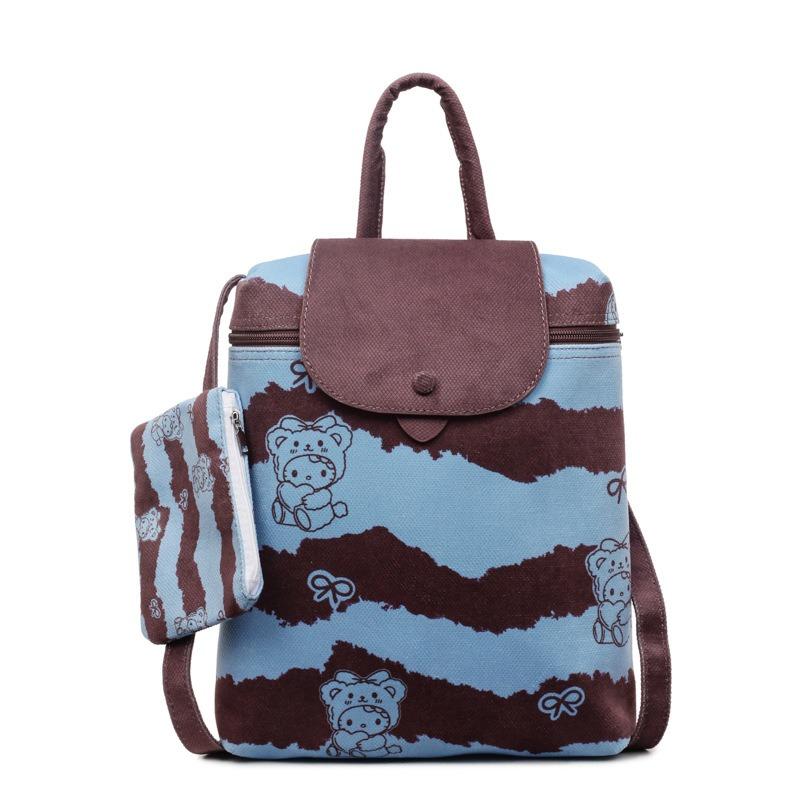 Cute cartoon portable bucket bag female new leopard print backpack college style student schoolbag