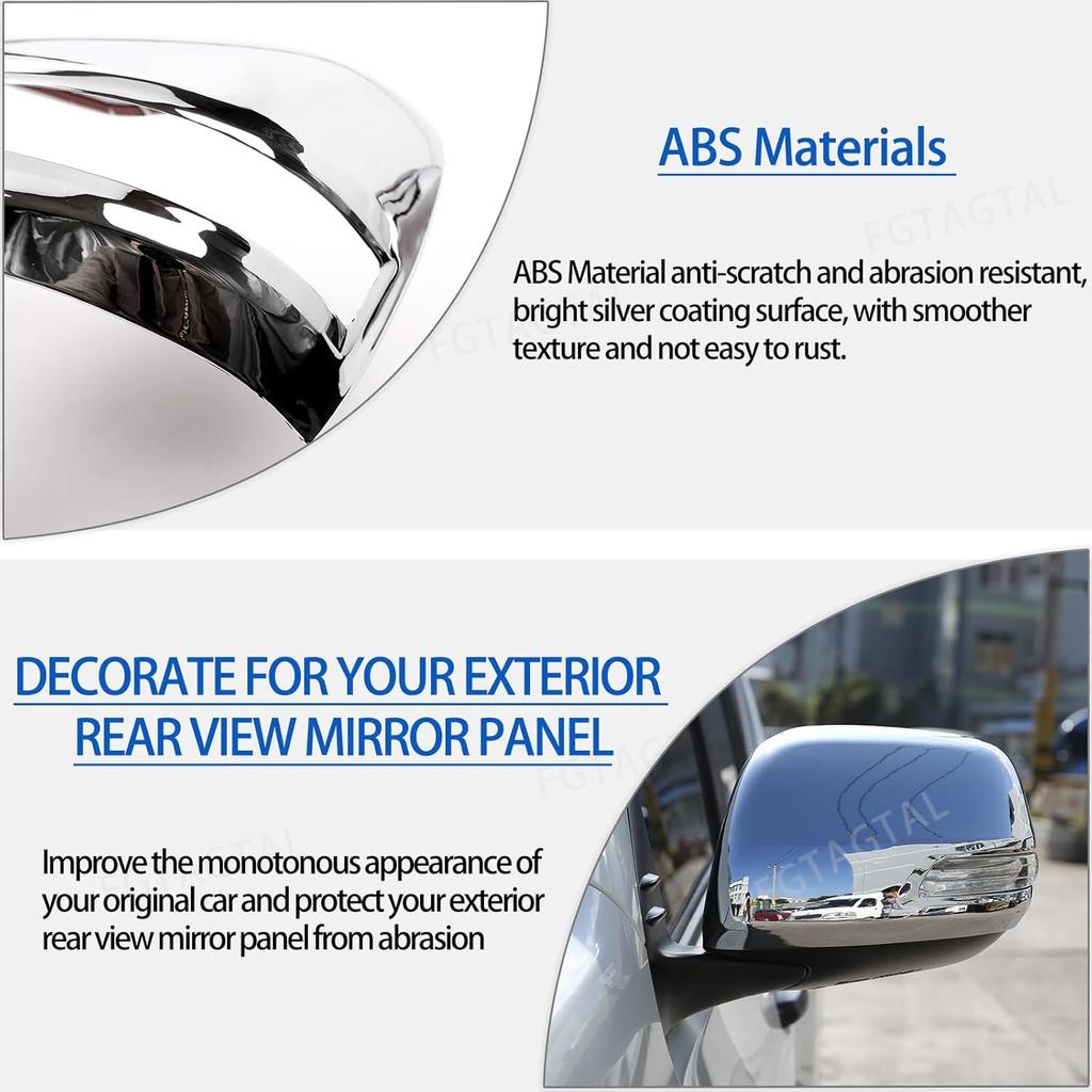 Tür-Rückspiegelkappe Kompatibel mit Toyot@ Land Cruiser Prado FJ150 150 2010-2019, ABS Außen-Seitenspiegelabdeckung Schutzleiste