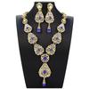 Gold Color Jewelry Sets Long Earring Necklace Set For Women Hollow Arabesque Pendant Necklace Bride Jewelry
