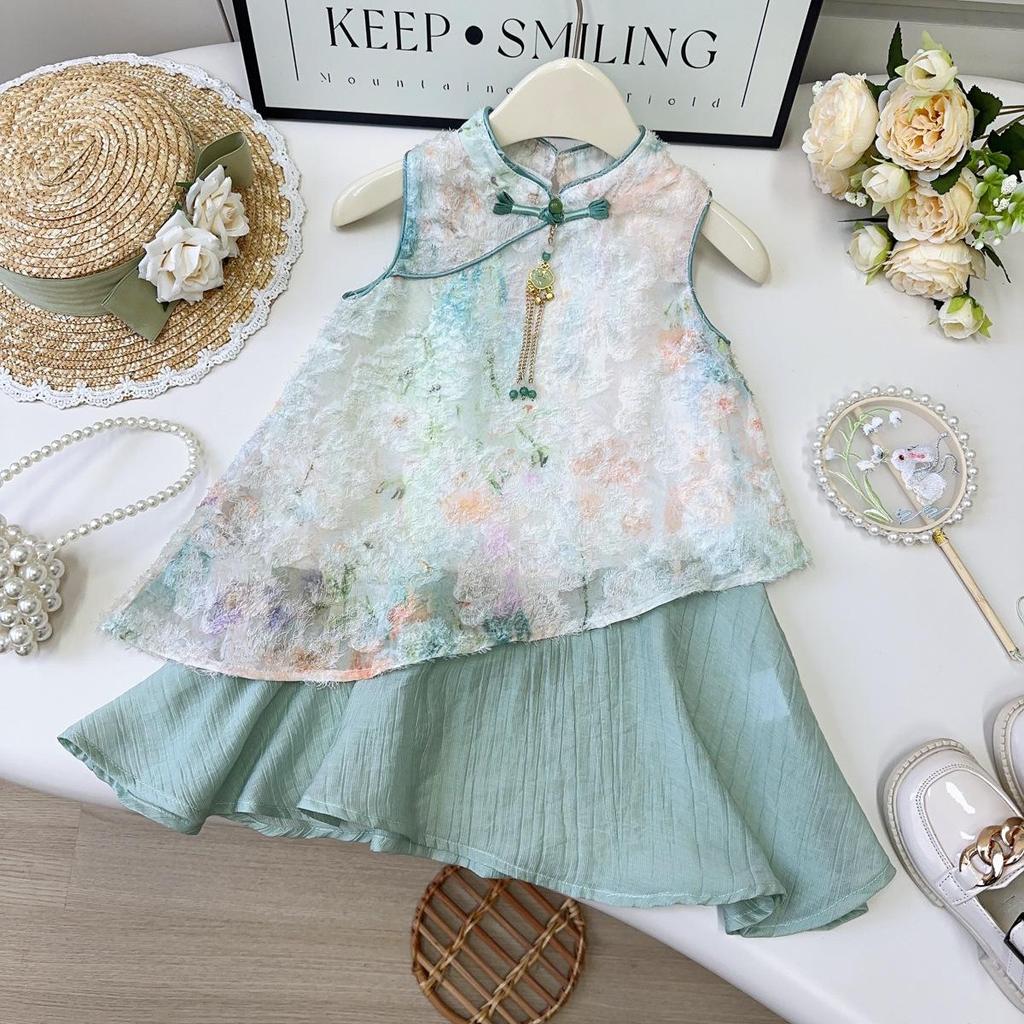 Ärmelloses Sommerkleid im Hanfu-Stil für Mädchen, bestickt - CM1208