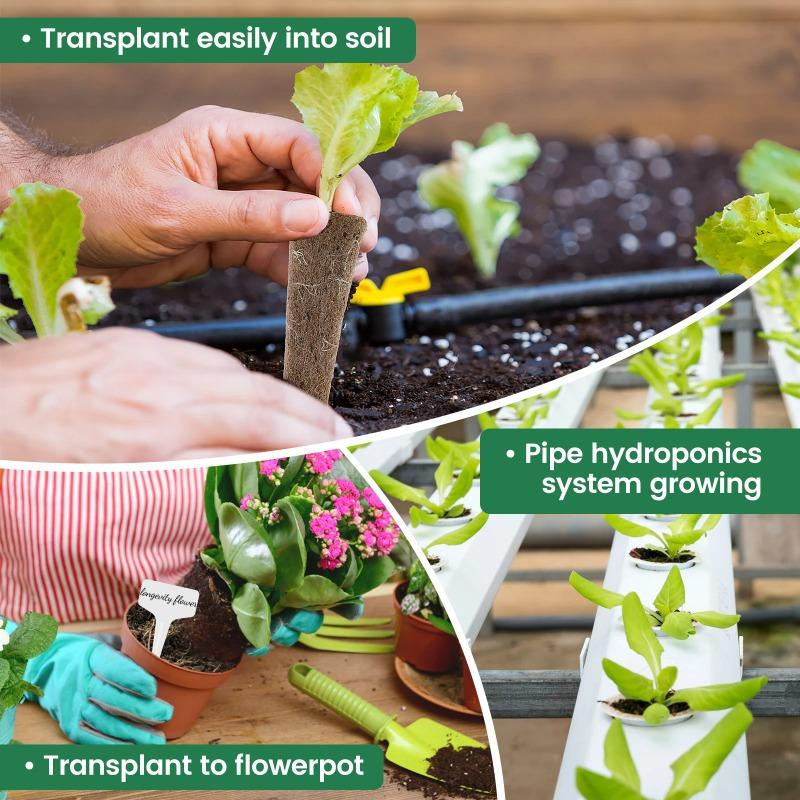 Seed Grow Sponges Hydroponic Pods Kit with Plant Labels Replacement Root Growth Sponges Indoor Gardening Accessories