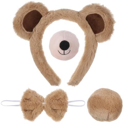 Ensemble de costume d'ours Alipis pour enfants, Comprend un bandeau en peluche, des oreilles, un nez, une queue et un nœud papillon, Parfait pour Halloween et les fêtes