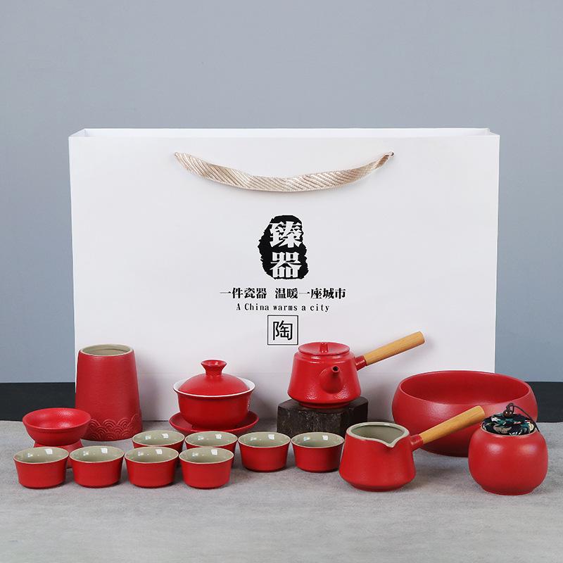 Travel tea set tea tray household kung fu tea set outdoor portable teapot ceramic business gift
