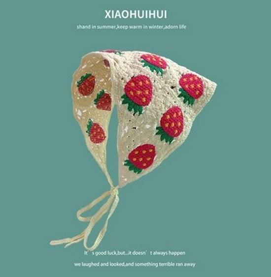 Spring & Autumn Korean Crochet Triangle Scarf & Hairband - Cute Floral Style for Women & Girls