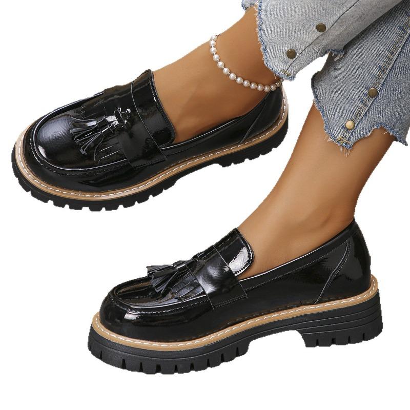 Mocassini da Donna a Calzata Larga Ispirazione Francese - Ballerine Slip-On con Suola Spessa Stile Fairycore, Scarpe da Guida Comode per Primavera/Autunno